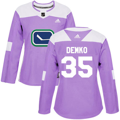 Adidas Canucks #35 Thatcher Demko Purple Authentic Fights Cancer Women's Stitched NHL Jersey